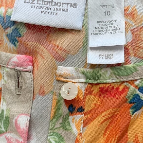 Liz Claiborne Floral Button Down Midi/Maxi Dress Pockets Sz 10P 58A - Picture 8 of 9